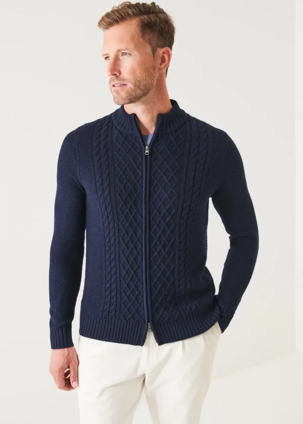 PATRICK ASSARAF Cable Full Zip Cardigan | Men Knitwear