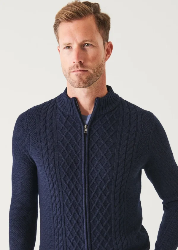 PATRICK ASSARAF Cable Full Zip Cardigan | Men Knitwear