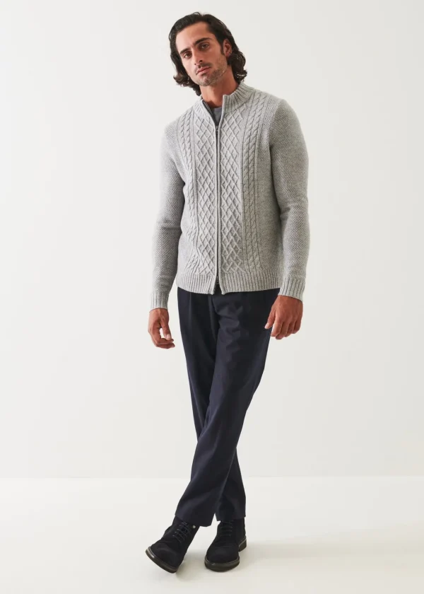 PATRICK ASSARAF Cable Full Zip Cardigan | Men Knitwear