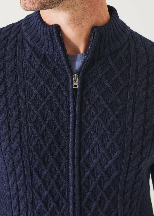 PATRICK ASSARAF Cable Full Zip Cardigan | Men Knitwear