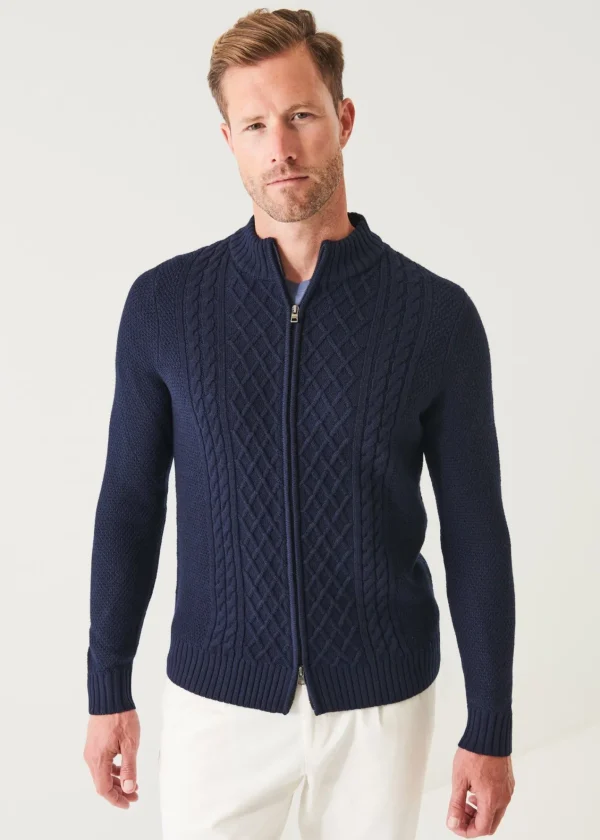 PATRICK ASSARAF Cable Full Zip Cardigan | Men Knitwear