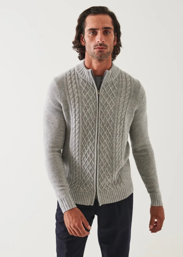 PATRICK ASSARAF Cable Full Zip Cardigan | Men Knitwear