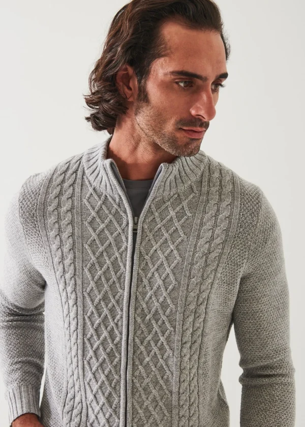 PATRICK ASSARAF Cable Full Zip Cardigan | Men Knitwear