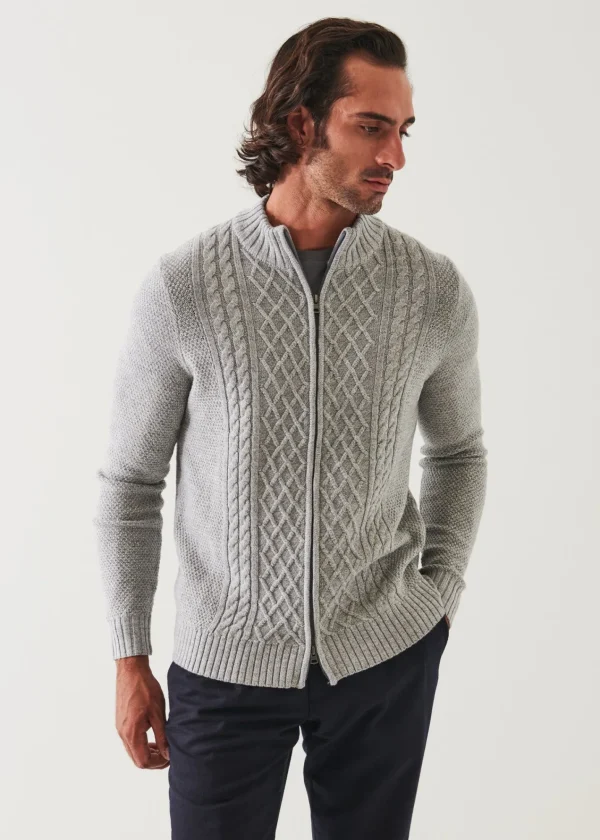 PATRICK ASSARAF Cable Full Zip Cardigan | Men Knitwear