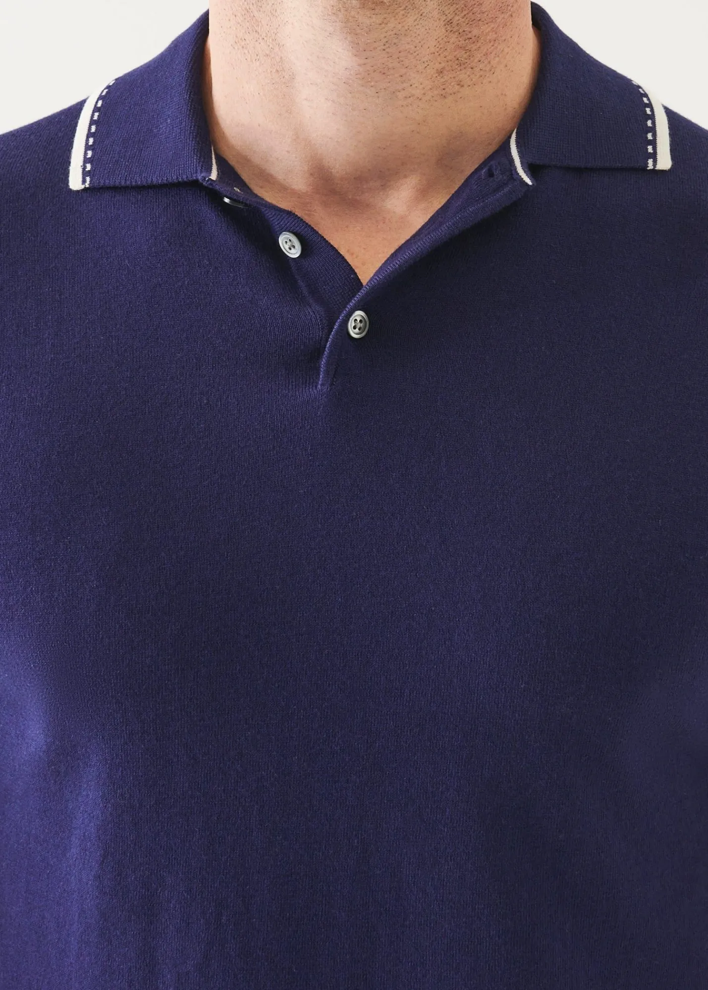 cotton_blend_tipped_polo_1.webp PATRICK ASSARAF Cotton Blend Tipped Polo | Men Knitwear