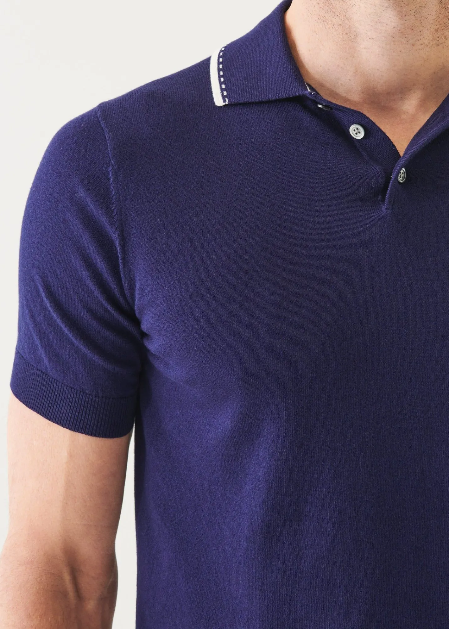 cotton_blend_tipped_polo_2.webp PATRICK ASSARAF Cotton Blend Tipped Polo | Men Knitwear