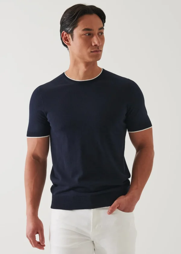PATRICK ASSARAF Cotton Cupro Short Sleeve Crewneck | Men Knitwear