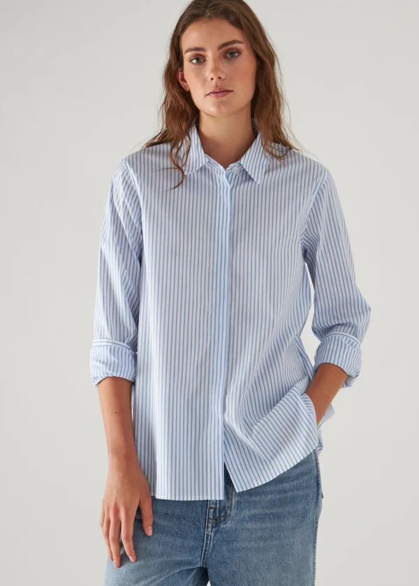 PATRICK ASSARAF Cotton Stretch Striped Shirt | Women Shirts