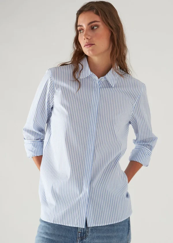 PATRICK ASSARAF Cotton Stretch Striped Shirt | Women Shirts