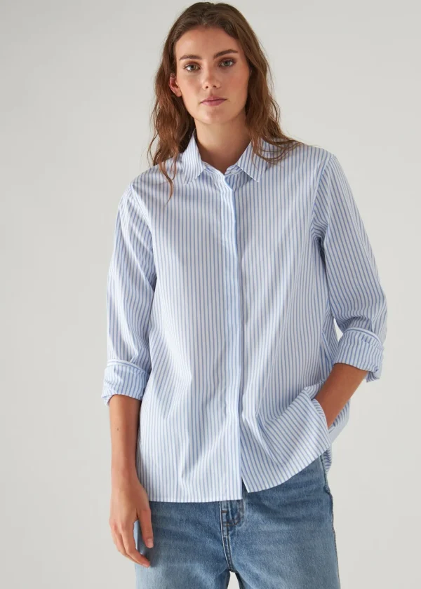 PATRICK ASSARAF Cotton Stretch Striped Shirt | Women Shirts
