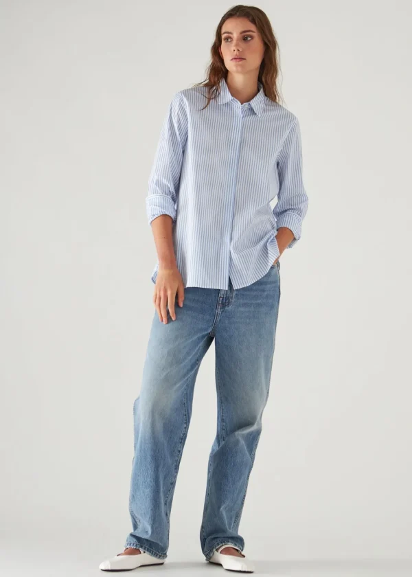PATRICK ASSARAF Cotton Stretch Striped Shirt | Women Shirts