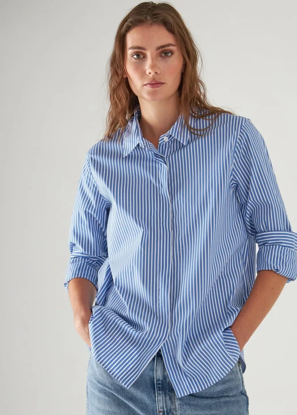 PATRICK ASSARAF Cotton Stretch Striped Shirt | Women Shirts