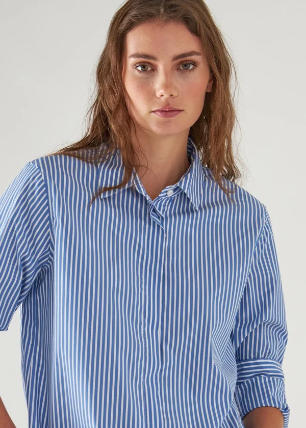 PATRICK ASSARAF Cotton Stretch Striped Shirt | Women Shirts