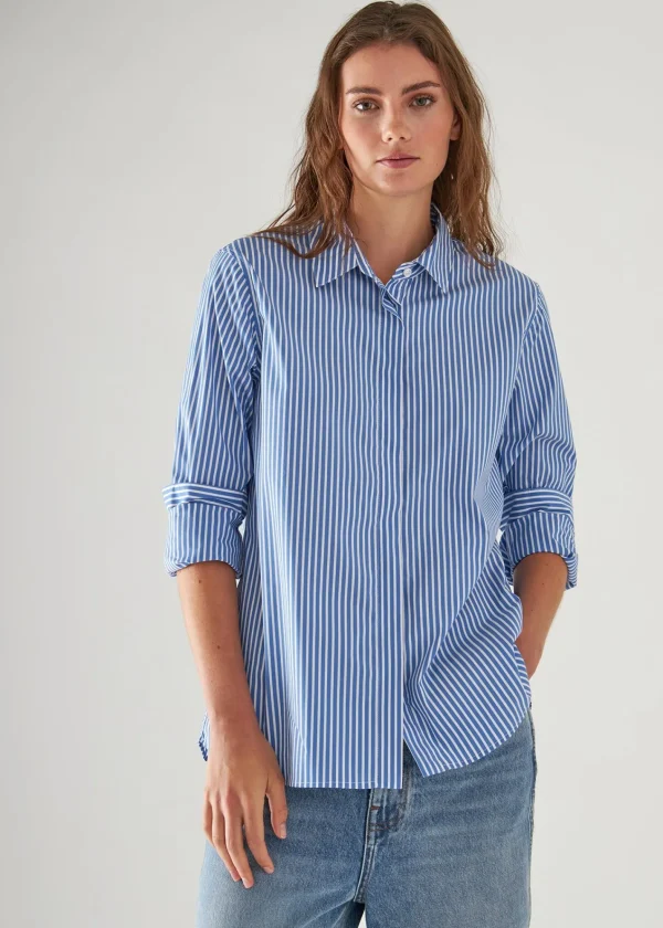 PATRICK ASSARAF Cotton Stretch Striped Shirt | Women Shirts