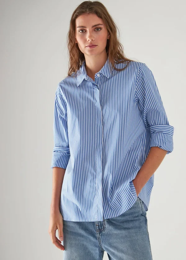 PATRICK ASSARAF Cotton Stretch Striped Shirt | Women Shirts