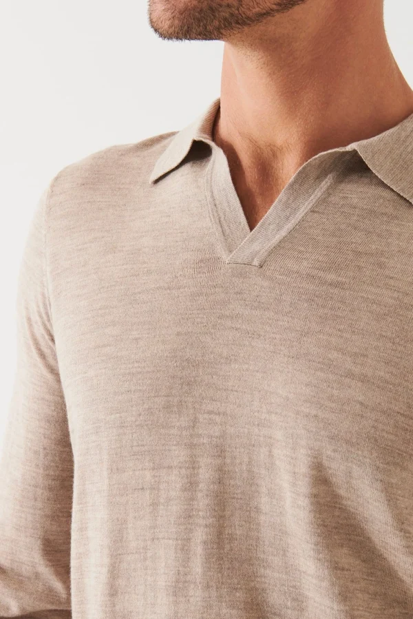 PATRICK ASSARAF Extra-Fine Merino Open Polo | Men Polos
