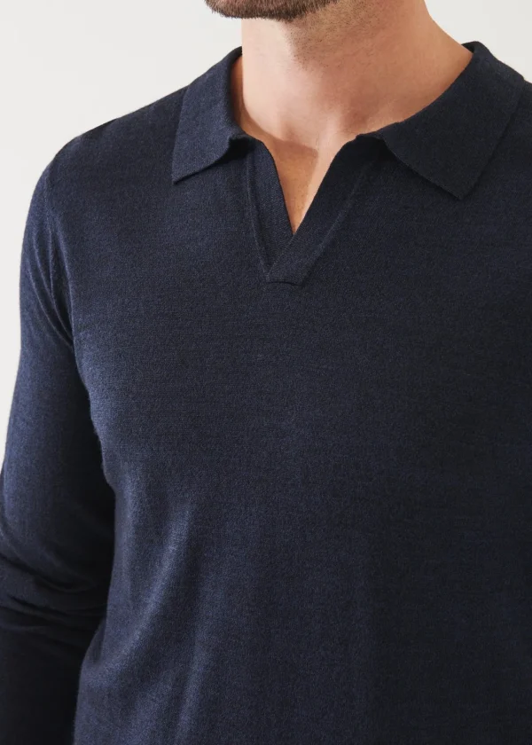 PATRICK ASSARAF Extra-Fine Merino Open Polo | Men Polos