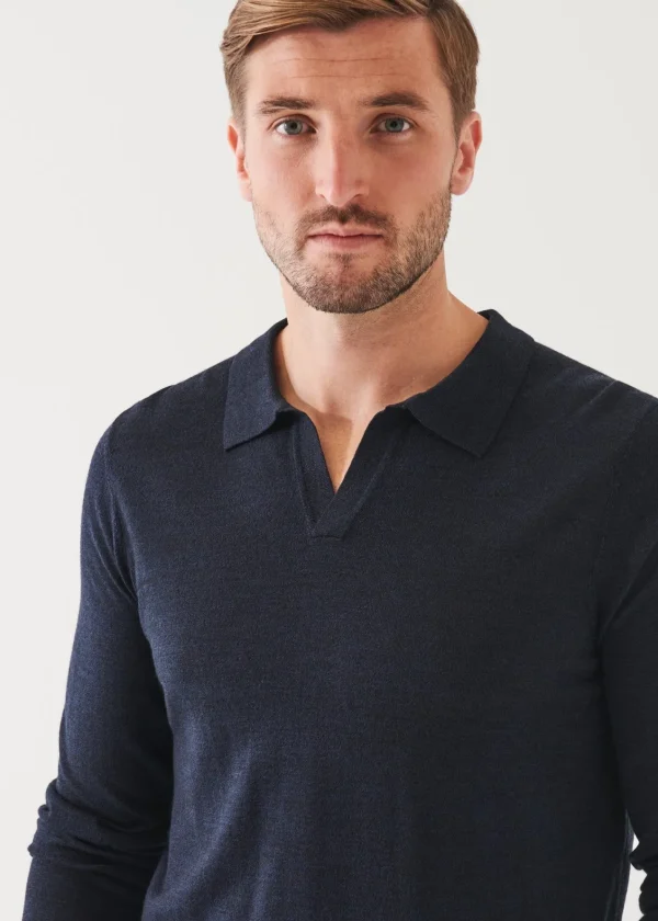 PATRICK ASSARAF Extra-Fine Merino Open Polo | Men Polos