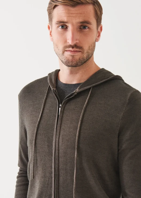 PATRICK ASSARAF Extra-Fine Merino Vintage Wash Full Zip Hoodie | Men Knitwear