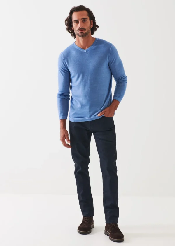 PATRICK ASSARAF Extra-Fine Merino Vintage Wash V-Neck | Men Knitwear