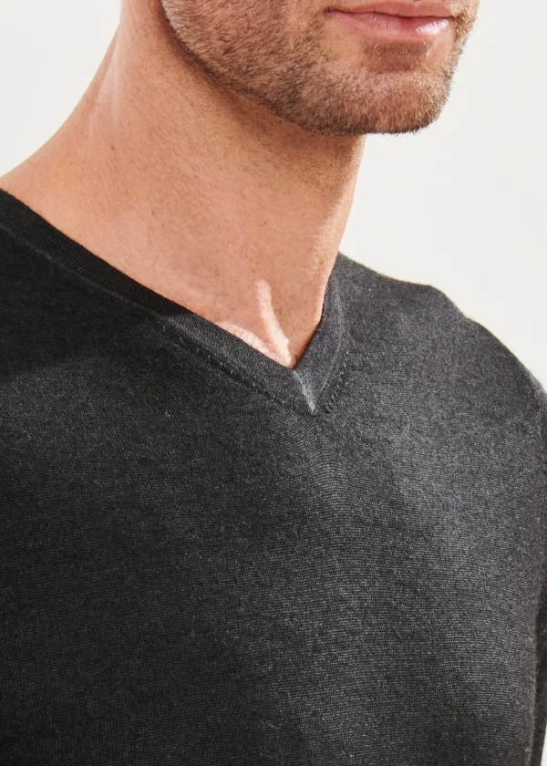 PATRICK ASSARAF Extra-Fine Merino Vintage Wash V-Neck | Men Knitwear