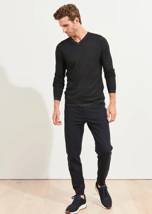 PATRICK ASSARAF Extra-Fine Merino Vintage Wash V-Neck | Men Knitwear