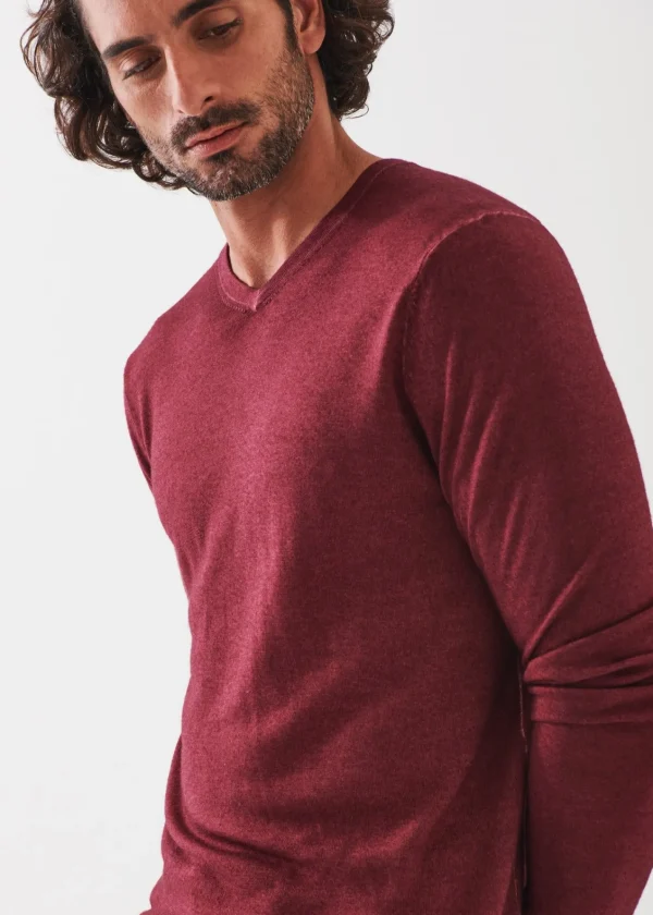 PATRICK ASSARAF Extra-Fine Merino Vintage Wash V-Neck | Men Knitwear