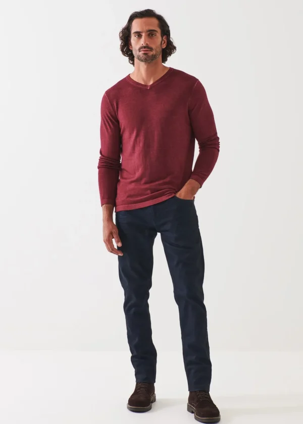 PATRICK ASSARAF Extra-Fine Merino Vintage Wash V-Neck | Men Knitwear