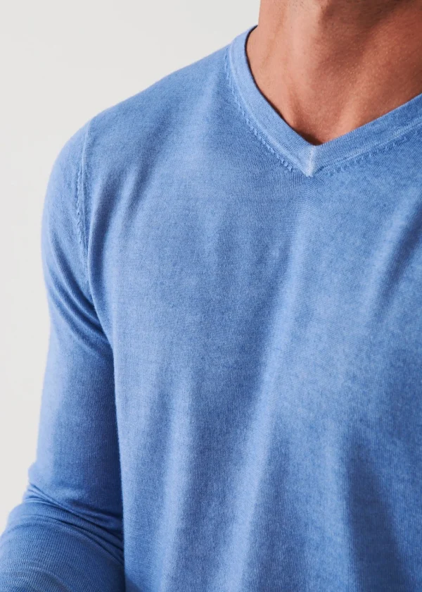 PATRICK ASSARAF Extra-Fine Merino Vintage Wash V-Neck | Men Knitwear