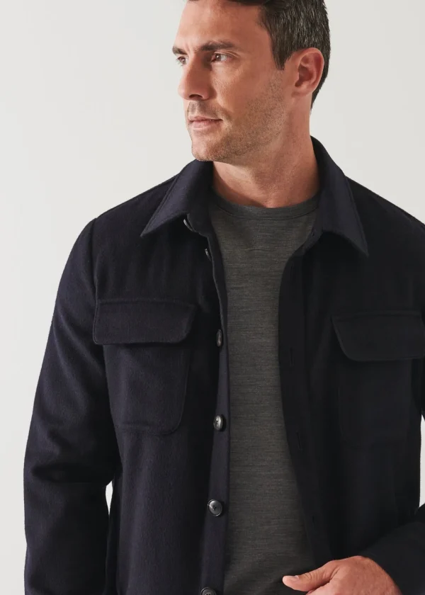PATRICK ASSARAF Flap Pocket Wool-Cashmere Shirt Jacket | Men Outerwear