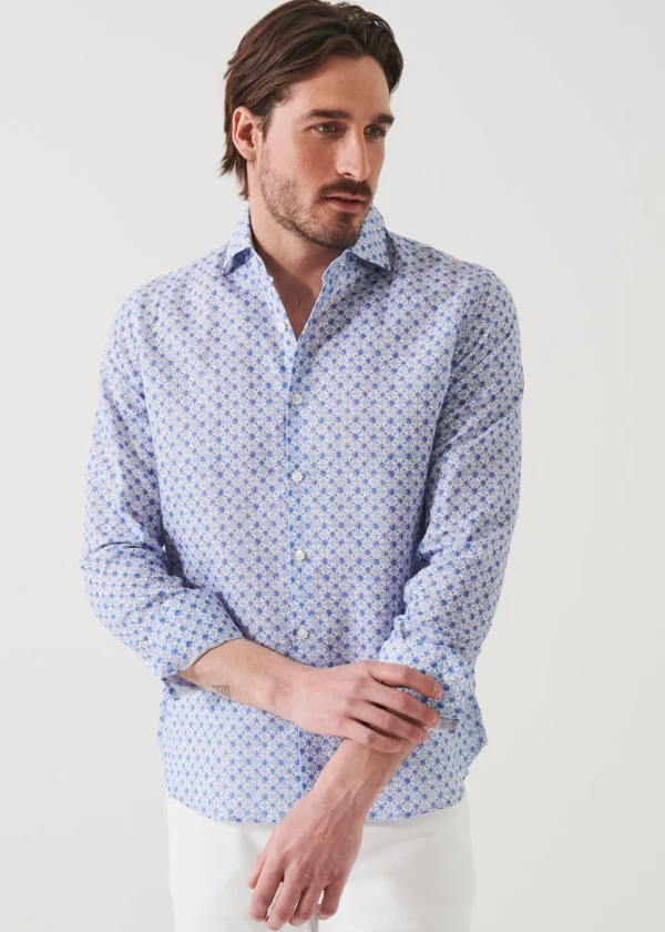 PATRICK ASSARAF Floral Linen Long Sleeve Shirt | Men Shirts