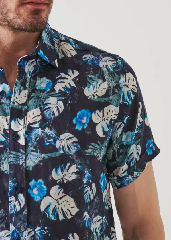PATRICK ASSARAF Floral Tropical Print Linen Shirt | Men Shirts