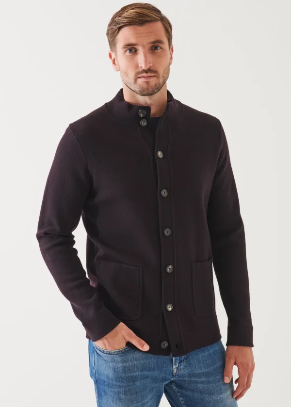 PATRICK ASSARAF Half Milano Stitch Mock Cardigan | Men Knitwear