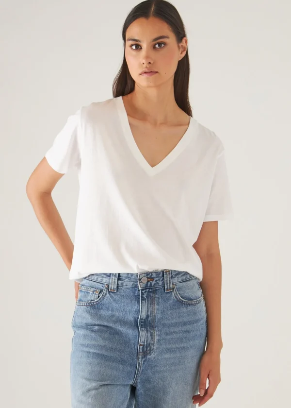PATRICK ASSARAF Lightweight Pima Cotton Boyfriend V-Neck T-Shirt | Women T-Shirts