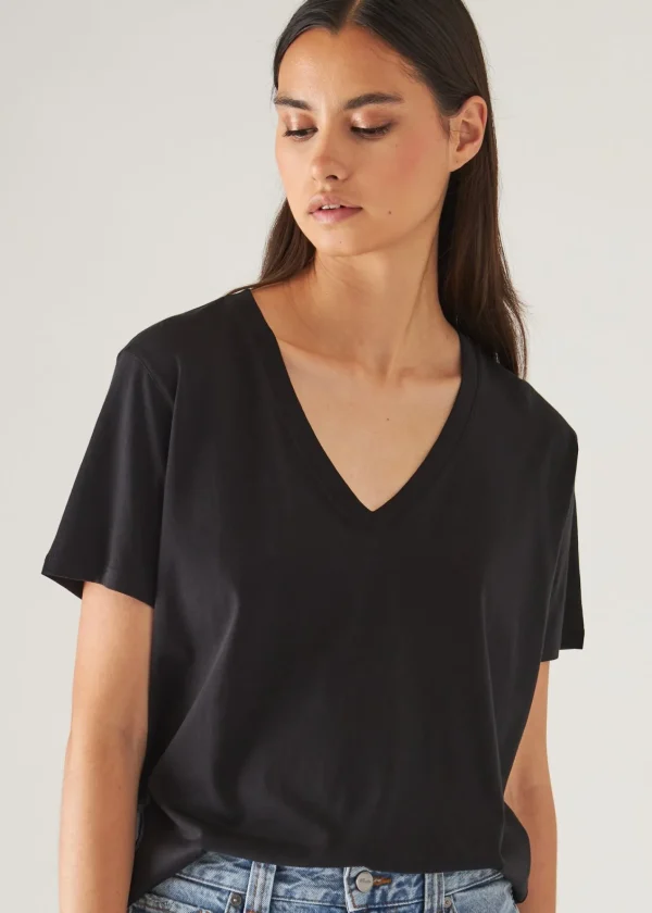 PATRICK ASSARAF Lightweight Pima Cotton Boyfriend V-Neck T-Shirt | Women T-Shirts