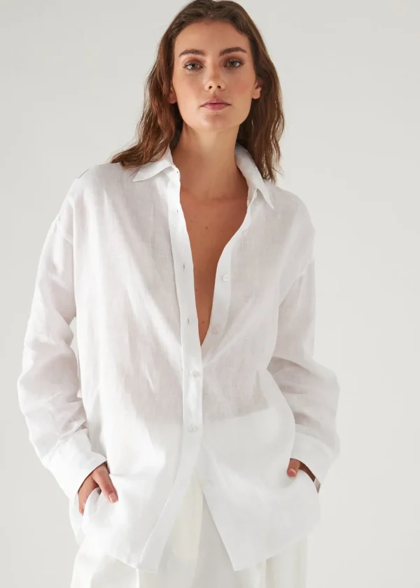 PATRICK ASSARAF Linen Boyfriend Shirt | Women Shirts