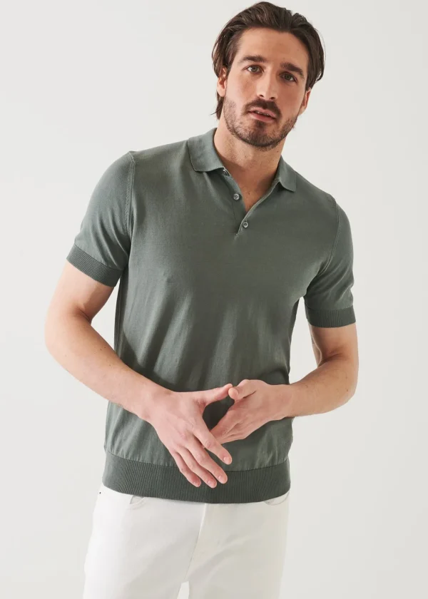 PATRICK ASSARAF Mercerized Cotton Button Polo | Men Polos