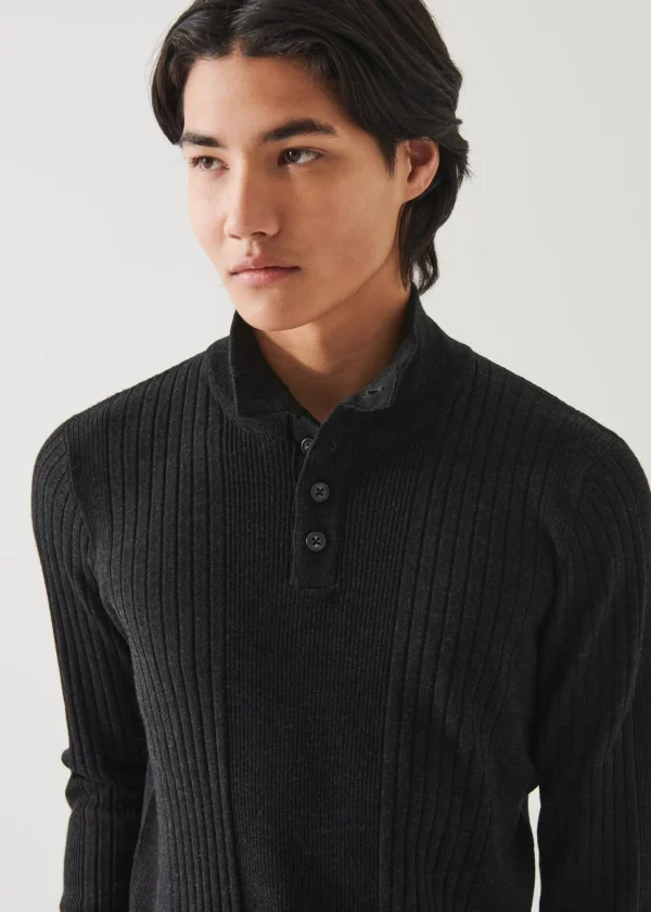 PATRICK ASSARAF Merino Henley | Men Knitwear