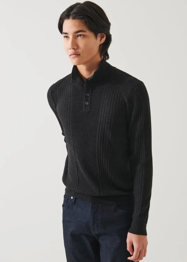 PATRICK ASSARAF Merino Henley | Men Knitwear