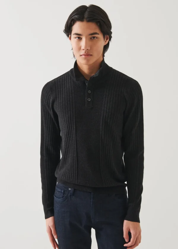 PATRICK ASSARAF Merino Henley | Men Knitwear