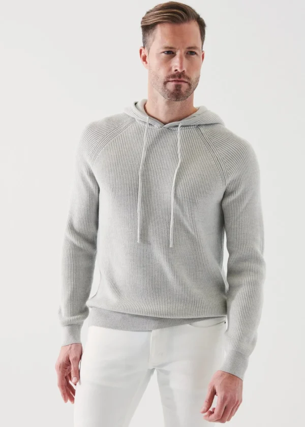 PATRICK ASSARAF Merino Ribbed Hoodie | Men Knitwear