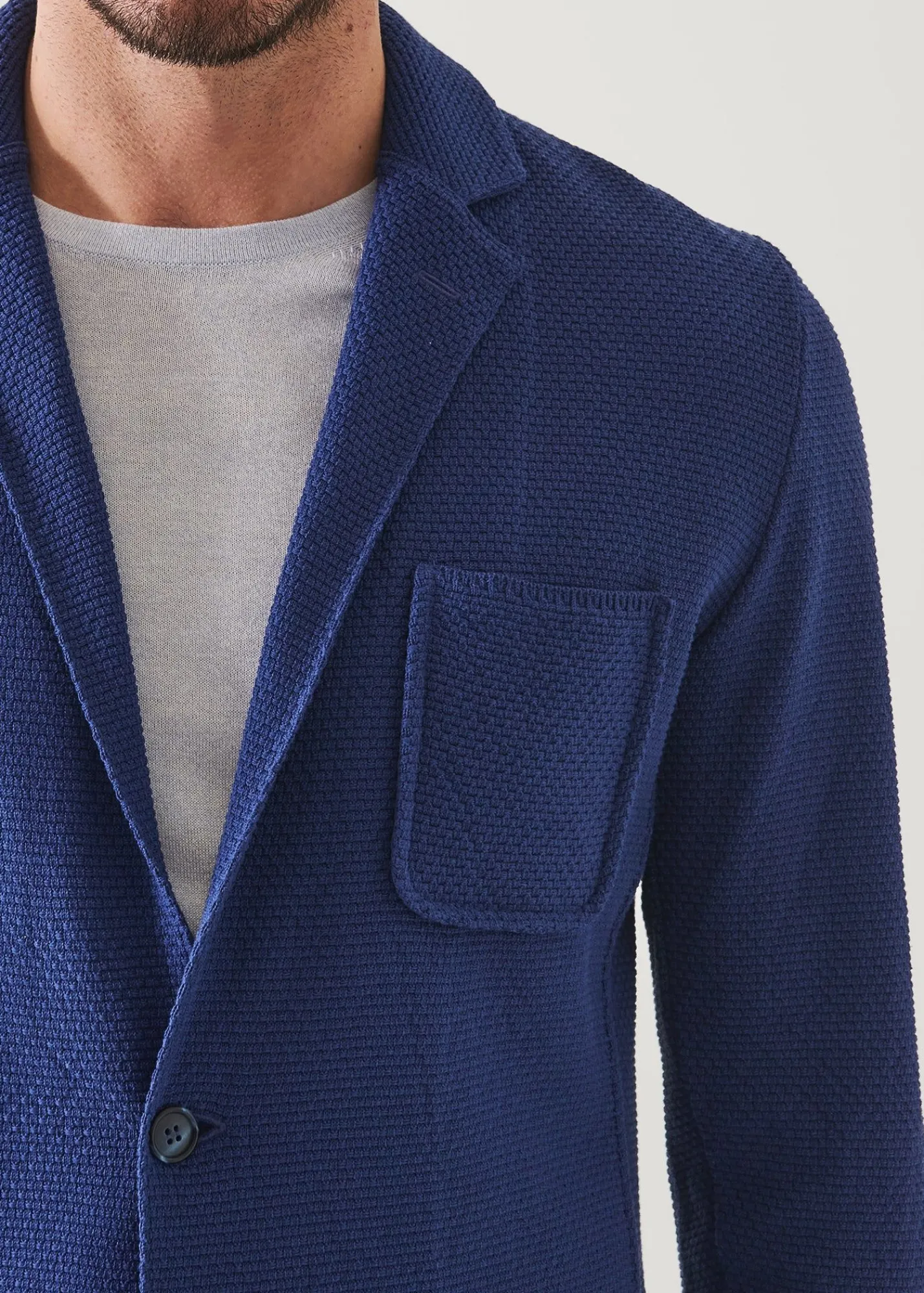 neat_textured_cotton_knit_1.webp PATRICK ASSARAF Neat Textured Cotton Knit Blazer | Men Blazers