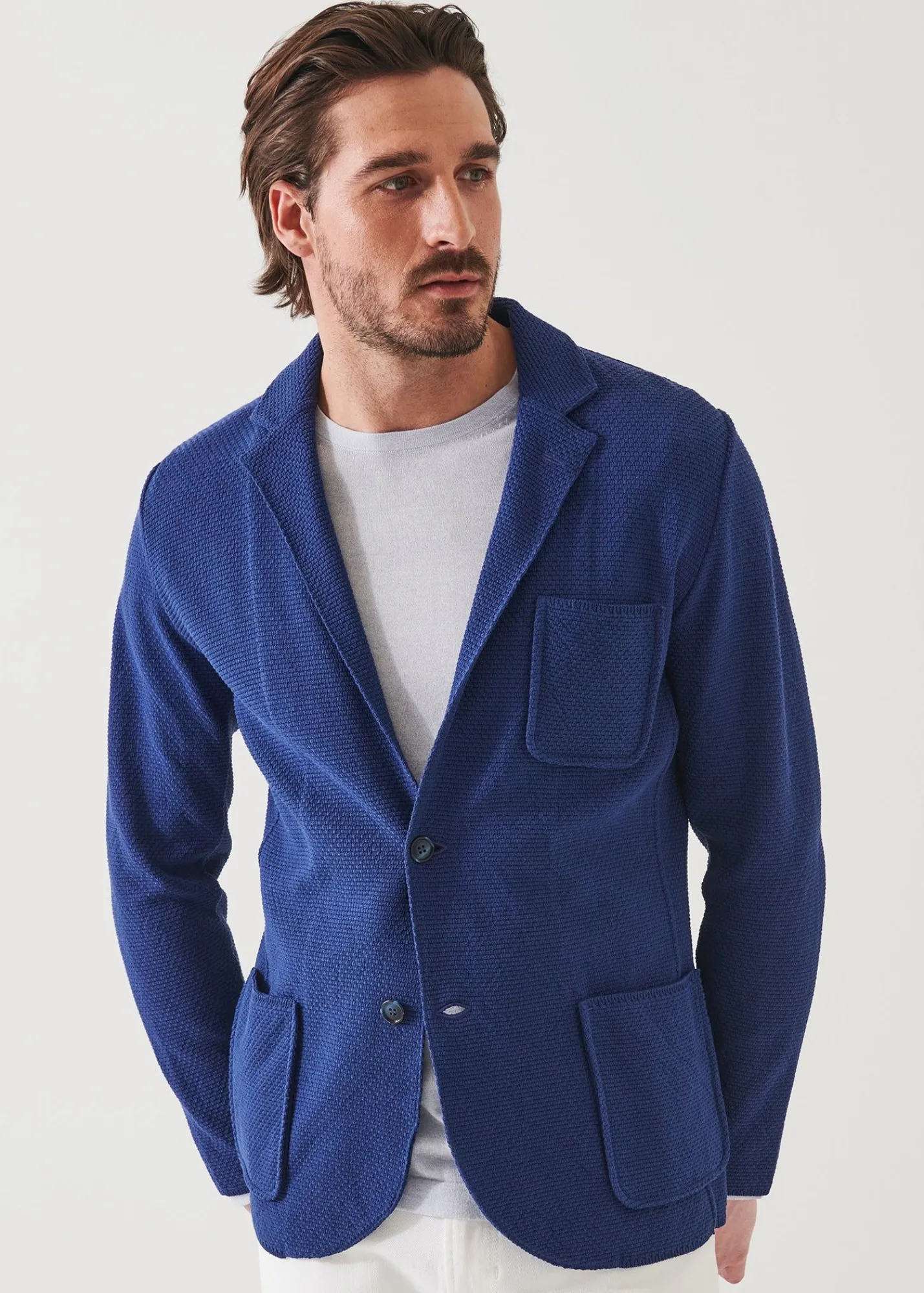 neat_textured_cotton_knit_3.webp PATRICK ASSARAF Neat Textured Cotton Knit Blazer | Men Blazers