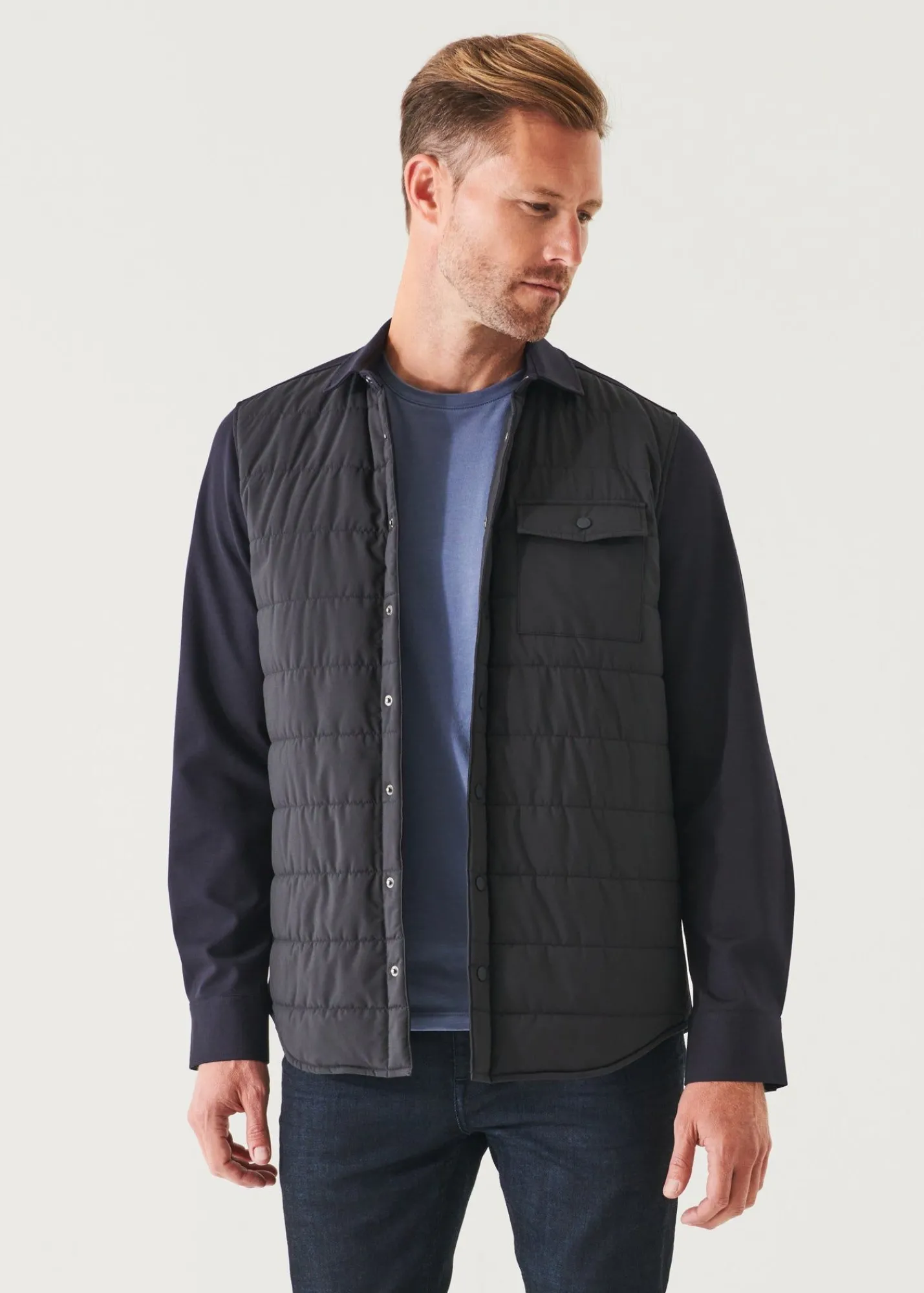 nylon_quilted_mix_media_s_0.webp PATRICK ASSARAF Nylon Quilted Mix Media Shirt Jacket | Men Outerwear