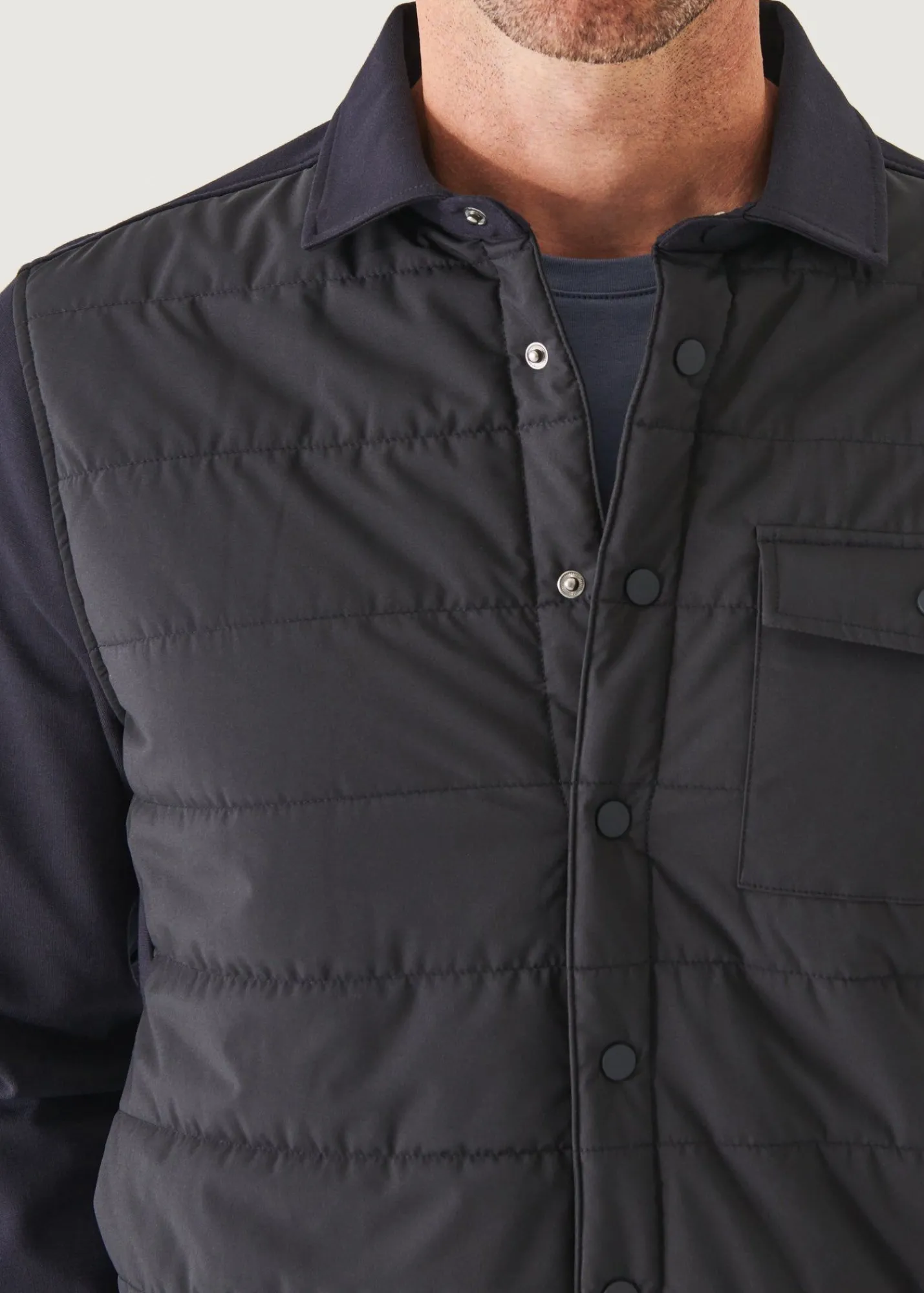 nylon_quilted_mix_media_s_1.webp PATRICK ASSARAF Nylon Quilted Mix Media Shirt Jacket | Men Outerwear