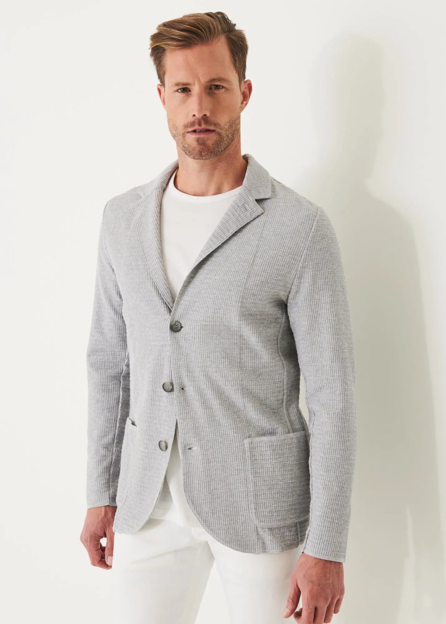 organic_cotton_textured_k_0-1.webp PATRICK ASSARAF Organic Cotton Textured Knit Blazer | Men Knitwear