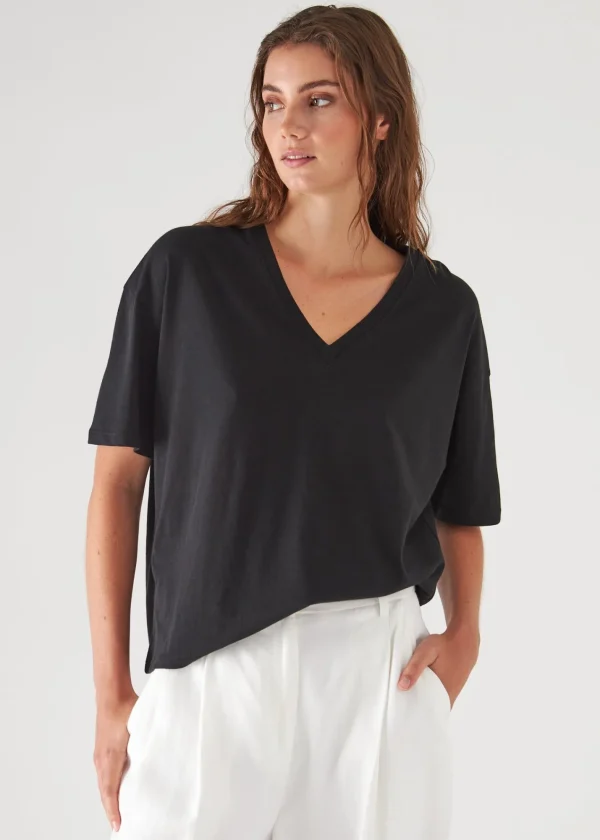 PATRICK ASSARAF Organic Pima Cotton Oversized V-Neck | Women T-Shirts