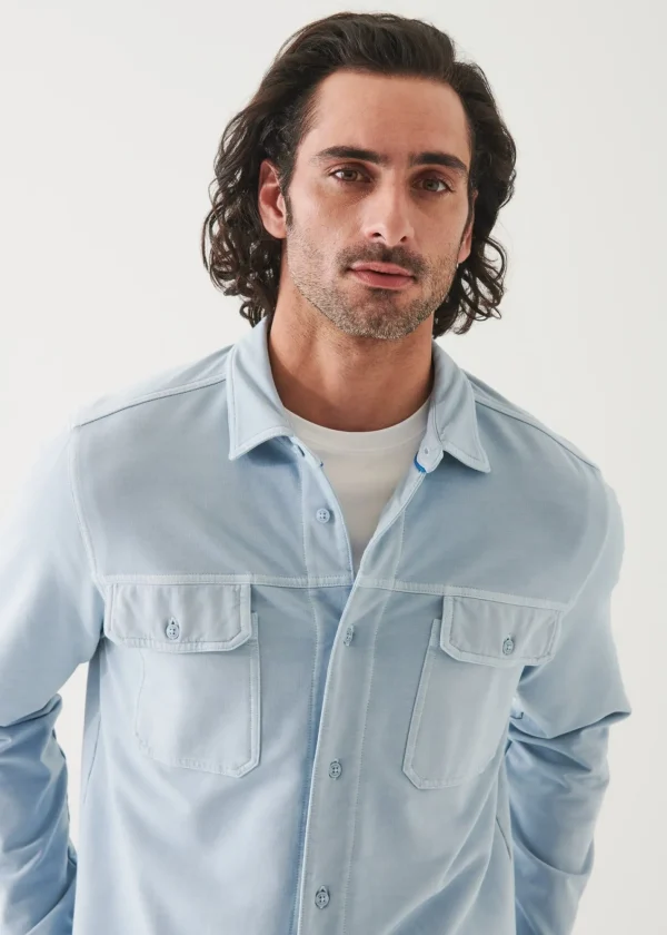 PATRICK ASSARAF Pima Cotton French Terry Overshirt | Men Shirt Jackets