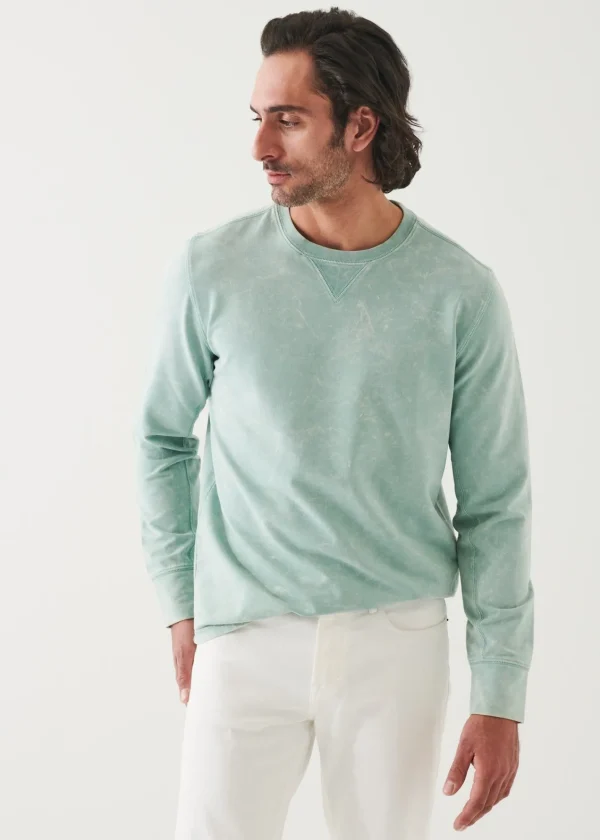 PATRICK ASSARAF Pima Cotton French Terry Mineral Wash Sweatshirt | Men Sweatshirts & Hoodies