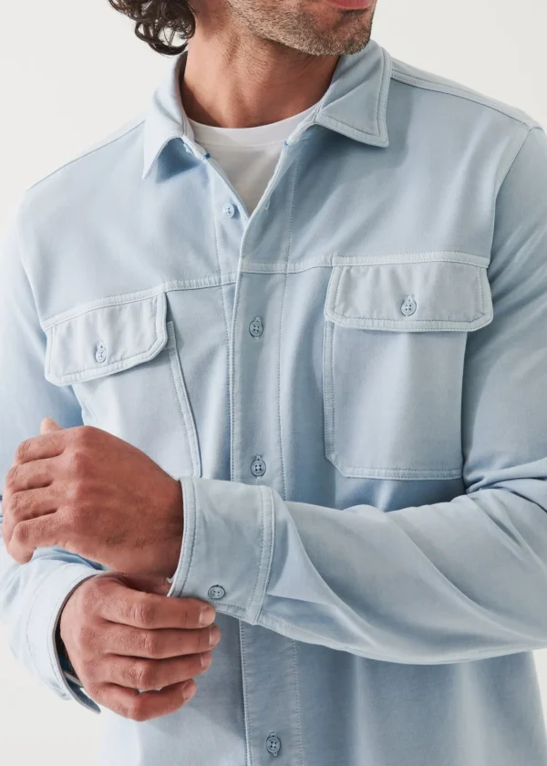 PATRICK ASSARAF Pima Cotton French Terry Overshirt | Men Shirt Jackets